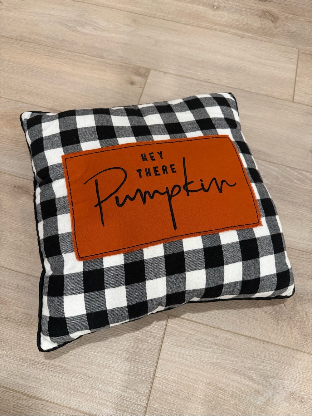 Cozy Flannel Buffalo Check “Hey There Pumpkin” Decorative Pillow